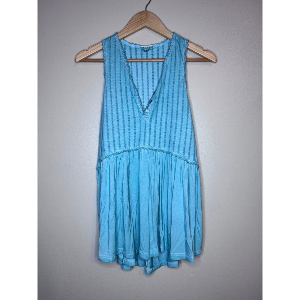 POL Aqua Blue Striped V-Neck Tank